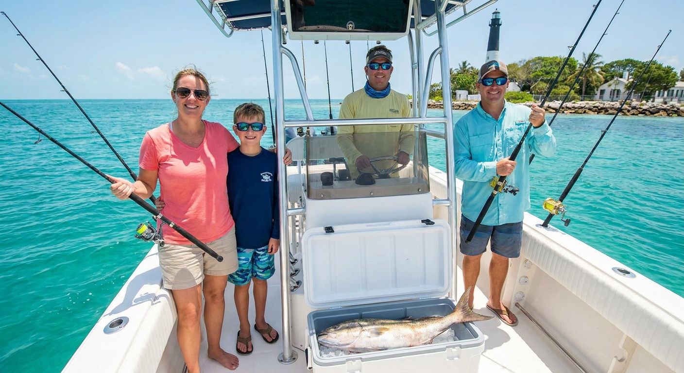 Fishing charter boat in the Florida Keys with pricing details